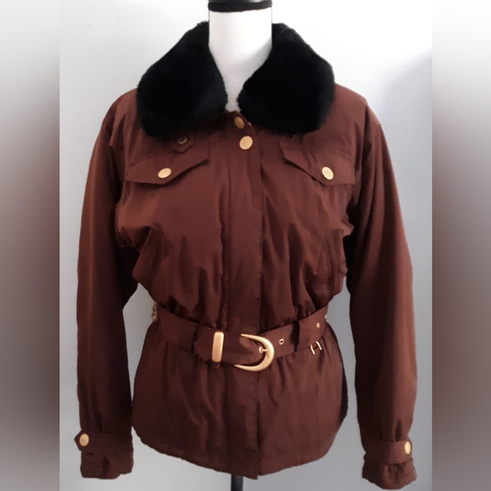 VTG Fera Insulated Belted Fur Trim Jacket